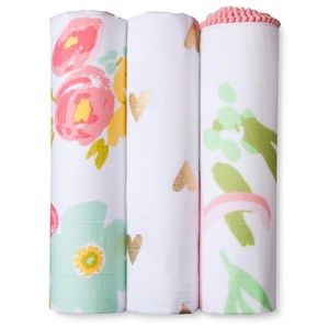 Set of 3 floral Muslin swaddle
